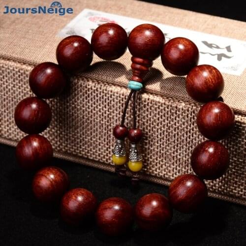 Natural Lobular Red Sandalwood Bracelets 15mm/18mm/20mm Beads Fine Carved Buddhist Buddha Bracelet Wood Bracelet Jewelry
