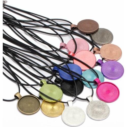 10pcs 25mm trays chain bronze necklace pendant setting cabochon cameo base Tray bezel blank jewelry making findings B