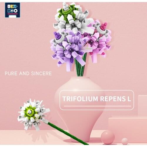 UKBOO Gilrs DIY City Trifolium White Clover Decorative Flowers Building Blocks Set Kid Creator Garden Bricks Toys For Children
