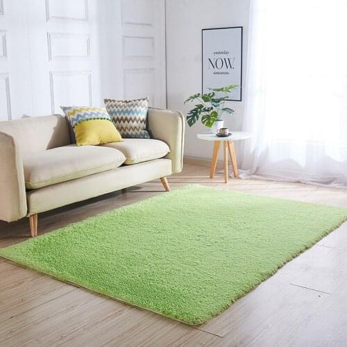 European modern rectangular carpet long hair non-slip silk floor mat living room coffee table rug bedroom bed thick blanket