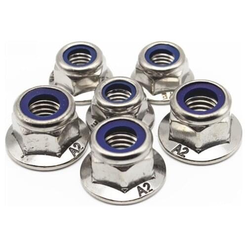 M4/M5/M6/M8/M10 DIN6926 304 Stainless Steel Hexagonal Flange Nut Hex Nylon Anti Slip Locknut