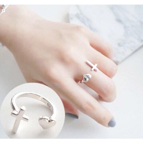 Personality Gothic Vintage Cross Rings For Women Bridal Wedding Engagement Punk Resizable Antique Rings Rock Jewelry