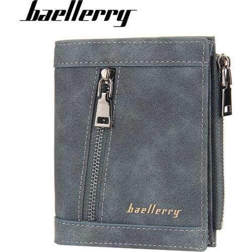 2020 New Baellerry Men Short Wallets Card Holder Solid Fashion Zipper Men Leather Purse Coin Pocket High Quality Male Purse