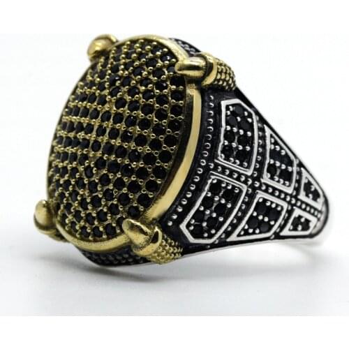 Mens Ring with Black CZ Stones Silver 925 to Husband Gift Domineering Claw Punk Rings for Male Boys Turkey Silver Fine Jewelry