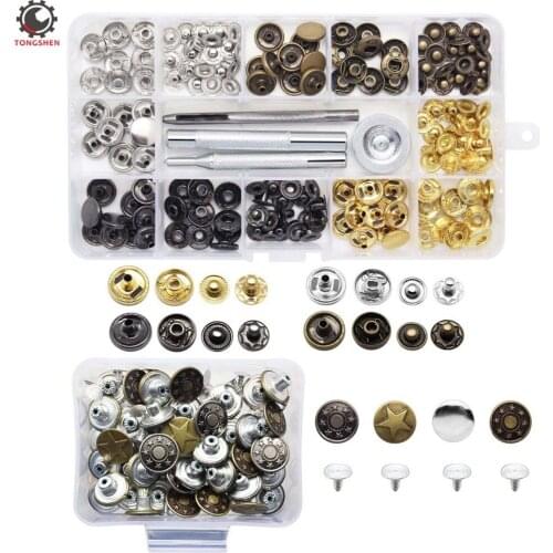 40x 12mm Jeans Button Tack Buttons Metal Replacement Kit 40x 12mm Metal No Sewing Popper Button Snap Fasteners Kit for Leather