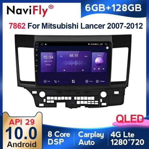NaviFly 7862 QLED Screen 1280*720 Android 10.0 For Mitsubishi Lancer 10 CY 2007 - 2012 Car Radio Multimedia Video Player Carplay