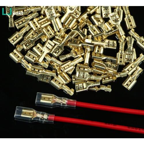 200PCS/100Pairs 2.8mm 4.8mm 6.3mm Female Spade Crimp Terminals Electrical Sleeve Wire Wrap Connector for 22-16 AWG 0.5mm2-1.5mm2
