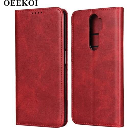 OEEKOI Calf Stripe Magnetic Snap Wallet Leather Case for OPPO A5 2020