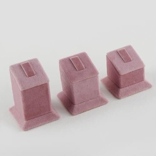 Enlightened Decor New Domestic Suede Pink Three Teams Ring Display Stand (Aydındecor)