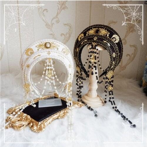 Hand made Palace Style Retro Gorgeous Lolita Bead Chain kc Headband Hat Hair Ornament / Gothic Girl Cosplay Multi color Crown
