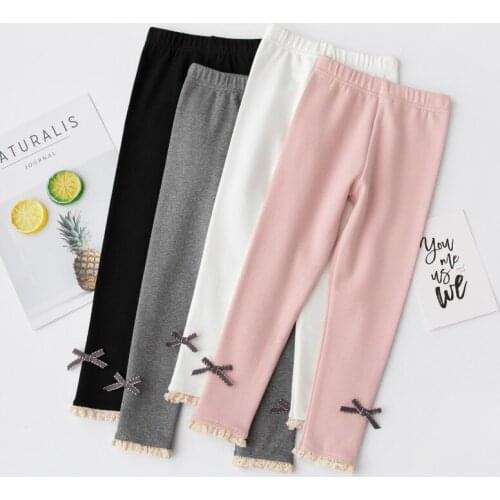 Spring Girls Leggings Korean Childrens Pants Bowknot Lace Kids Leggings Clothes Baby Clothing