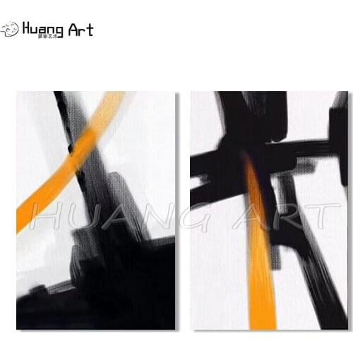 High Quality Modern Black and White Abstract Canvas Oil Painting for Room Wall Decor Hand-Painted Simple Abstract Painting