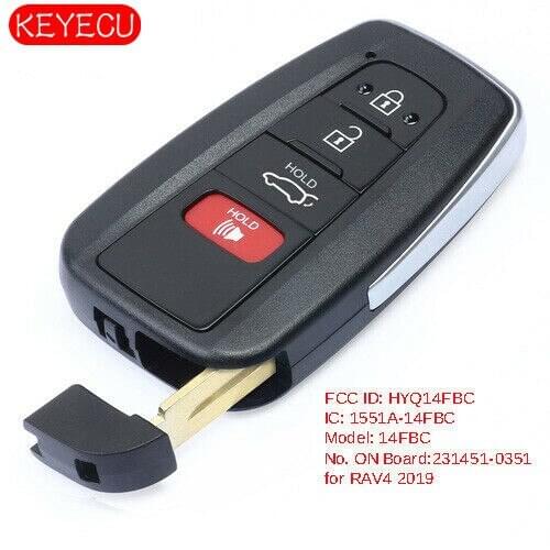 Keyecu Smart Remote Key Fob 314.3MHz 8A Chip Replacement for Toyota RAV4 2019 - FCC: HYQ14FBC