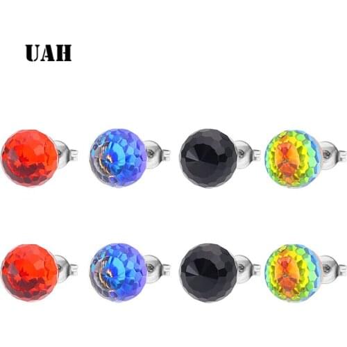 UAH new fashion brand jewery elegant Red Blue Black stud earrings for women cute Crystal beads ball earrings free shipping
