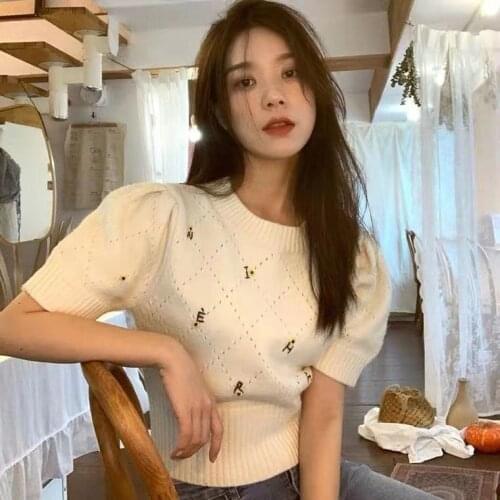 Official web celebrity spring, summer, short sleeve short paragraph show thin tender wind sets ice silk knit female thin jacket