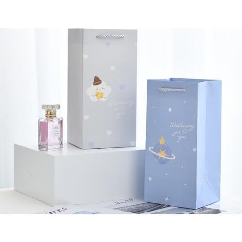 Custom print embossed logo golden foil coated hard cardboard cosmetic perfume gift wrapping paper bag for shopping --XP2291