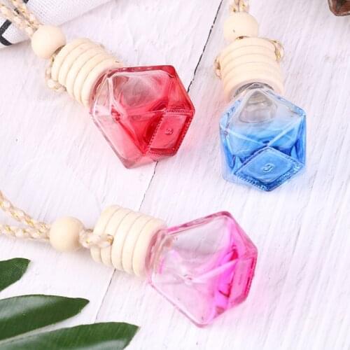 1pc Automotive Interior Articles Empty Glass Bottles Car Perfume Essential Oils Bottle Pendant Car Ornaments Color Random 5X3cm