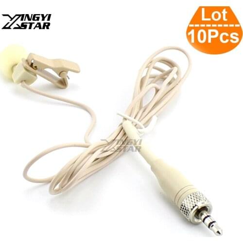 10pcs Beige Tie Clip on Lapel Mic Lavalier Microphone 3.5mm Plug Stereo Screw Lock Microfone Lapela For Wireless Karaoke Mixer