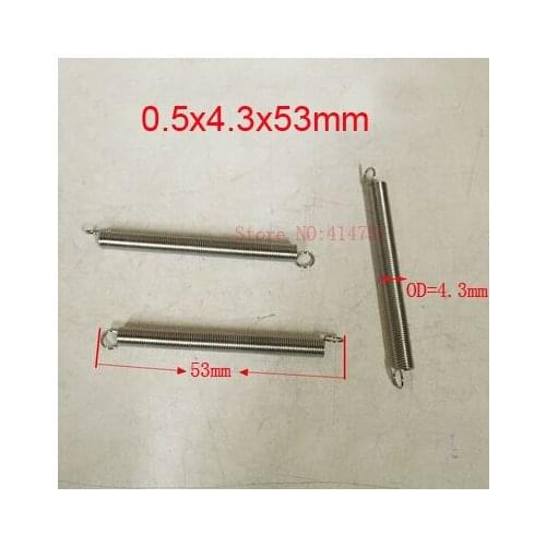20pcs/lot 0.5*4.3*53mm 0.5mm wire Carbon steel with Nickel extension tension spring springs