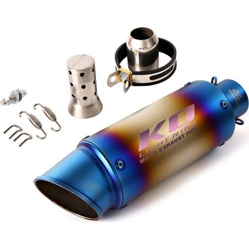 300 mm Blue Stainless Steel Exhaust Muffler Pipe Motorcycle 51 mm Inner Escape with Removable DB Killer for Dirt Bike Scooter