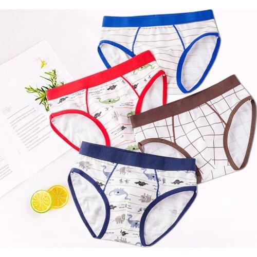 4pcs / batch cartoon boys' underwear childrens cotton underwear childrens size 3-12