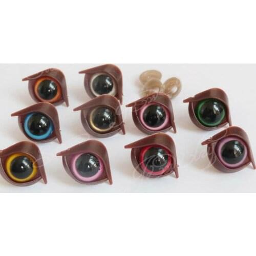 40pcs/lot---10mm mixed color toy eyes with brown eyelid with washer