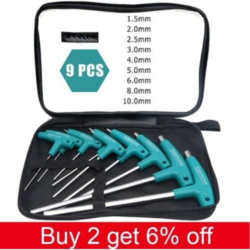 6/9 PCS Wrench Spanner Allen Key Hex Wrench Set Flathead T-Handle Spanner Hex Wrench Hand Tools Socket T-Handle Screws Hardware