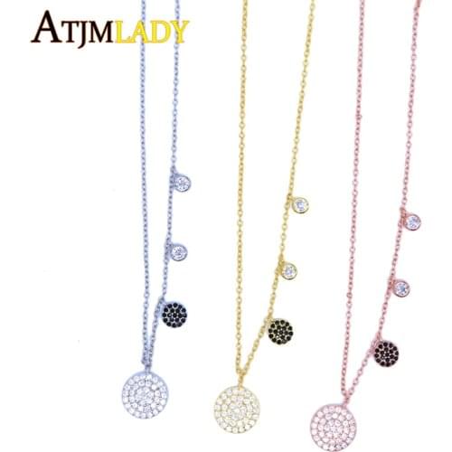 AAA cubic zirconia sparking 100% 925 sterling silver fine jewelry wedding gift cz disco charm dainty minimal necklace