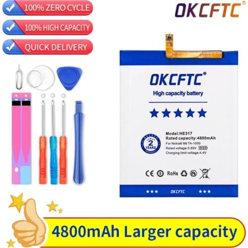 OKCFTC 4800mAh HE317 Battery For Nokia 6 Battery Nokia6 N6 TA-1000 TA-1003 TA-1021 TA-1025 TA-1033 TA-1039 Phone Batteries