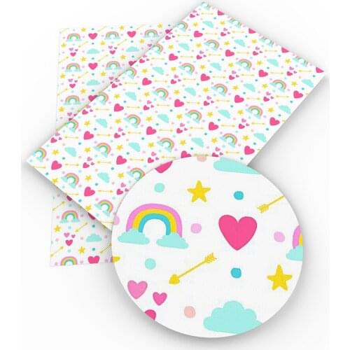 David accessories 30x140cm Rainbow heart love Artificial Synthetic Leather DIY Garment Knotbow Bags Shoes,1Yc4006