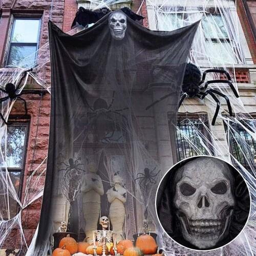 Besegad Halloween Ghost Hanging Decoration Voice Control Scary Flying Ghost with Led Light and Creepy Sound for Party Home Bar