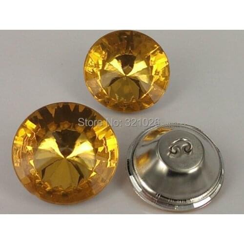 Free shipping 100PCS/LOT 25MM Yellow Color Satellite Acrylic Buttons For Sofa Industry Or Other Decoration Fileds