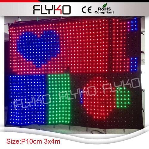 Free Shipping stage used 3*4m LED video curtain vision cloth