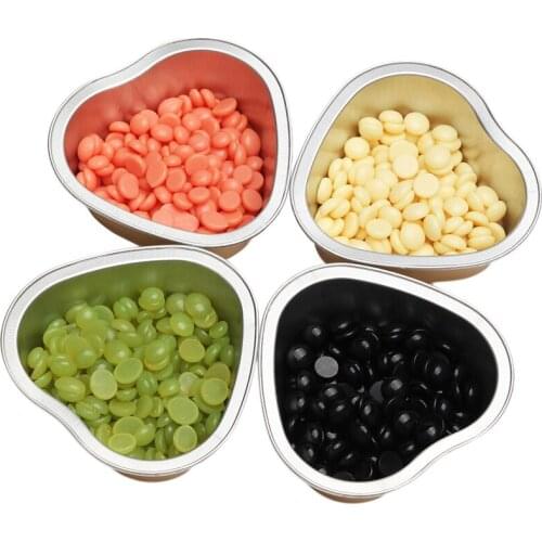10pcs/lot 30g Melting Wax Bowl Film Hard Wax Pellet Waxing Hair Removal Bean Bowl For Hair Epilation Heart Shape Aluminum Bowls