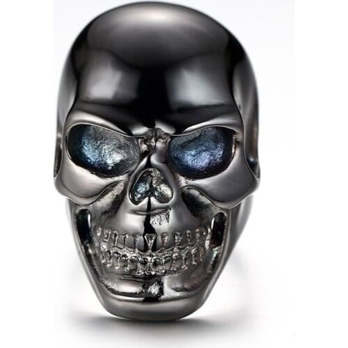 Black Vintage Men Rings Stainless Steel Skull Rock Punk Bands Halloween Party Gift For Men Jewelry Accessories