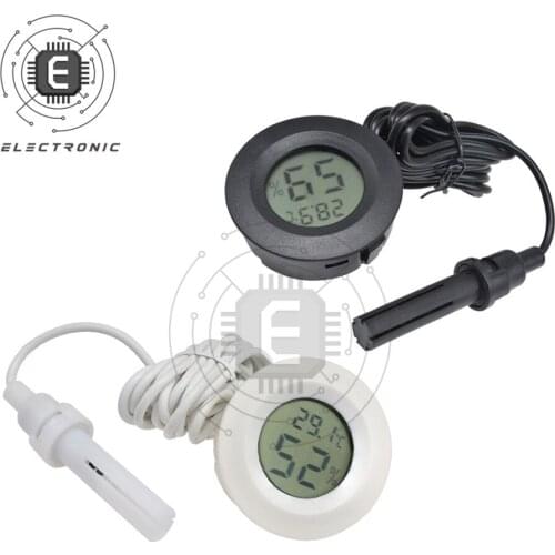 Round Embedded Mini Digital Display Thermometer And Hygrometer Electronic Temperature And Humidity Tester with Probe