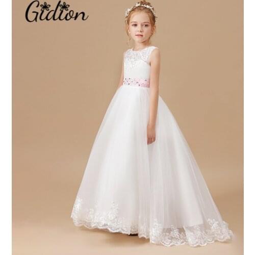 Flower Girls Dress Mesh Butterfly Wedding Party Princess Dress Sleeveless Sweet Kids Clothes Bow Birthday Party Dress
