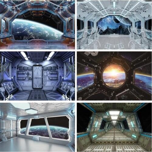 Photography Backdrops Spaceship Planet Universe Science Fiction Baby Cabinet Interior Photo Backgrounds Photocall Photo Studio