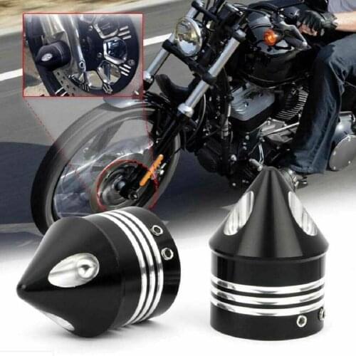 2PCS Motorcycle Front Cut Axle Nut Cover Cap Mount Accessory Fit for Harley Heritage Softail Black Aluminum Alloy