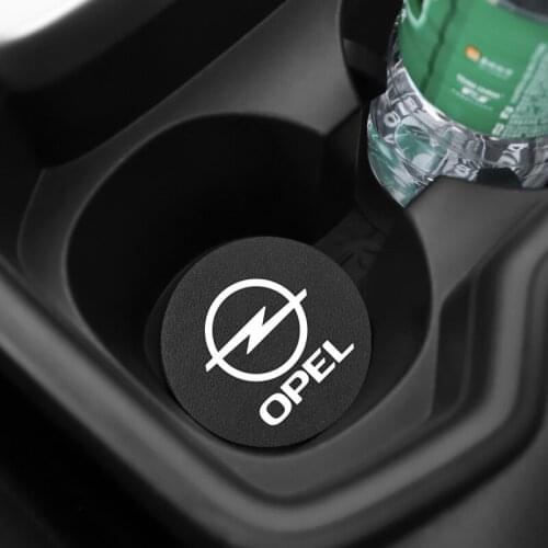 2Pcs Car Styling Cup Mat PU Leather Coaster Water Slot Non-Slip Pad For Opel OPC Astra Zafira Corsa Insignia Mokka Vectra