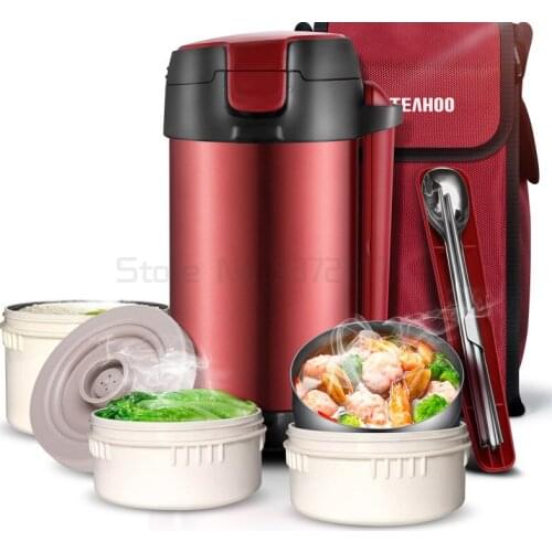 Stainless Steel Insulated Lunch Box 3 Layer Student Adult Bento Box Vacuum Insulation Barrel 12 Hours for Winter