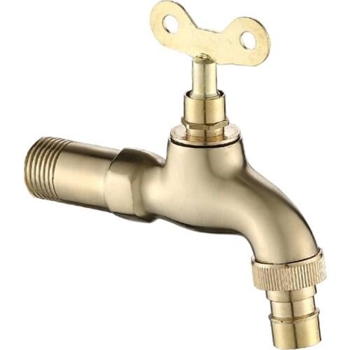 Brass Wall Mount Bibcock Tap Decorative Outdoor Garden Tap Cross Handles Washing Machine Faucet