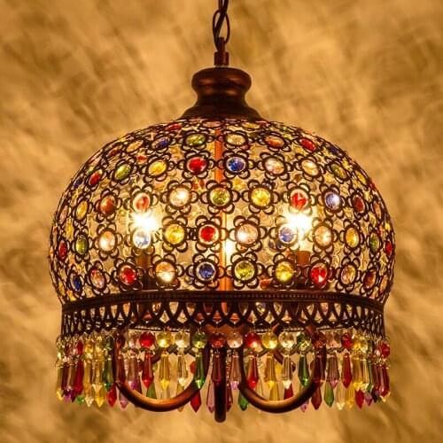 Malaysia Bohemia Pendant Lamp Vintage Iron Crystal Lamp Bedroom Dining Room Pendant Lamp Fixture ZM111804