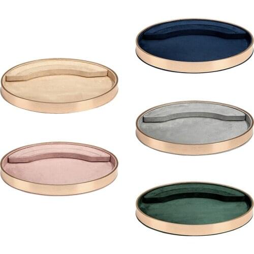 Fashion Metal Oval Jewelry Tray Organizer Storage Rings Bracelet Holder Showcase Countertop Shop Store