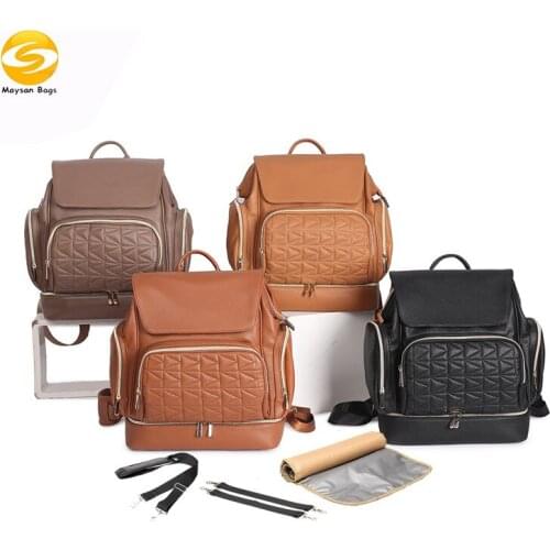2021 new mommy bag Factory direct supply PU mommy backpack Maternal and baby bag Hot sale leather mommy bag shoulders