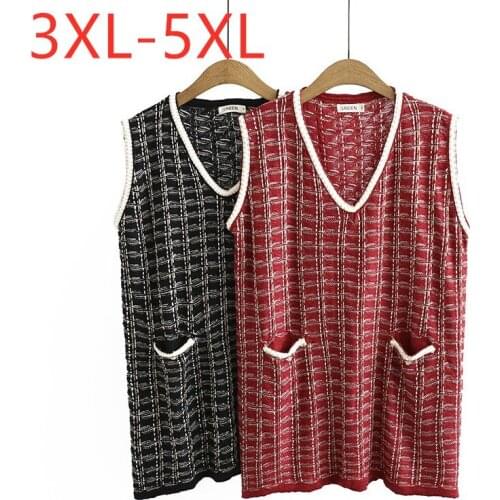 New ladies autumn winter plus size sweater knit tank tops for women large sleeveless loose pocket long vest sweater 3XL 4XL 5XL
