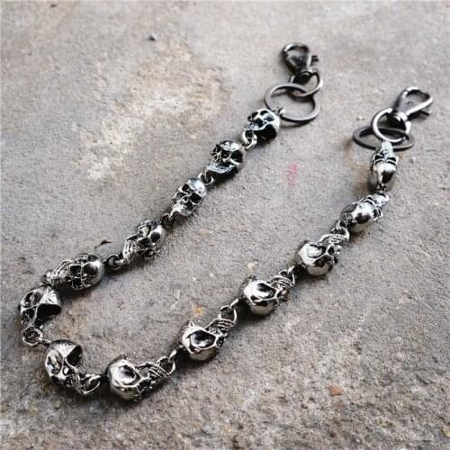 Punk Jewelry Fashion Wallet Key Chain Rock Skull Trousers Pant Jean Chains Metal Keychain J220