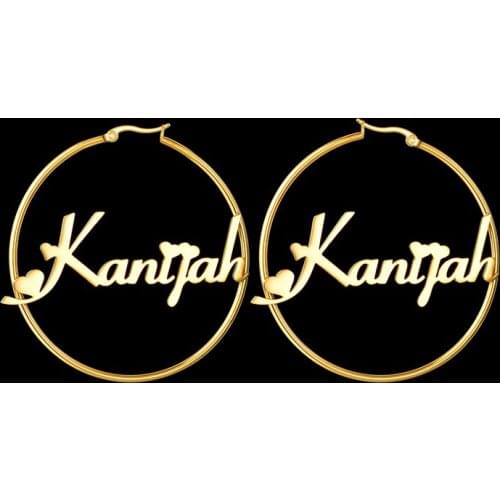 Custom Variety Size Name Studs Earring Gold Name Letter Customized Push Back Earrings Piercing Earrings Large Hoop Stud Earring