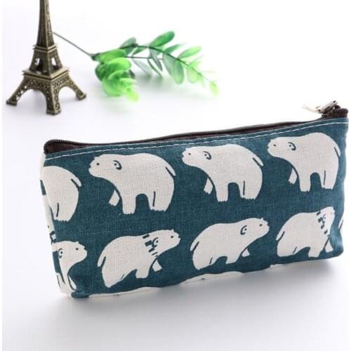 HOT Cute Canvas Whale Flower Printed Pencil Bag School Supplies Stationery Gift School Cute Pencil Box Creative School Tools