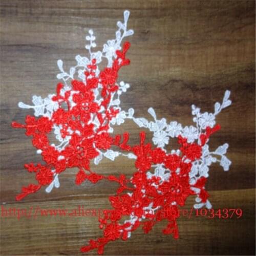 5Mirror Pairs Wedding Headband Hair Accessories Venise Lace Beautiful 4Colors Flower Floral Motif Appliques 20X 10cm BD0101